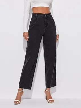 High-waisted Straight-leg Jeans