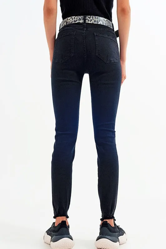 Jagged Hem Skinny Jeans