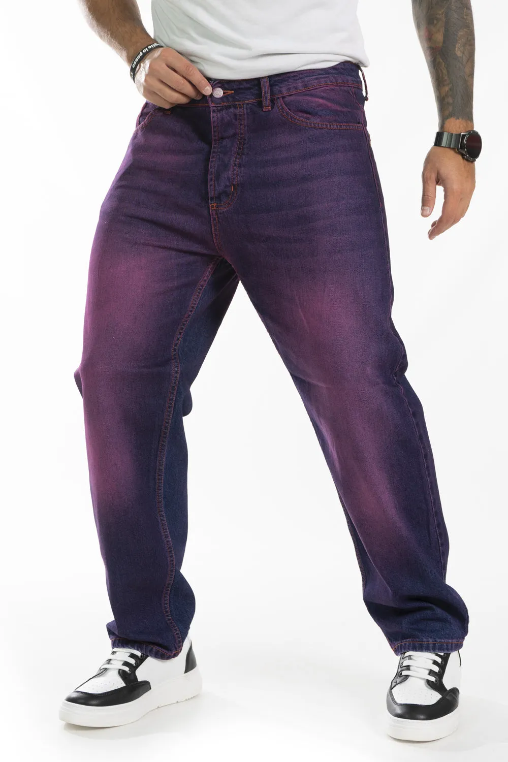 Jeans Uomo Baggy Violet Loose Fit Art. Js405