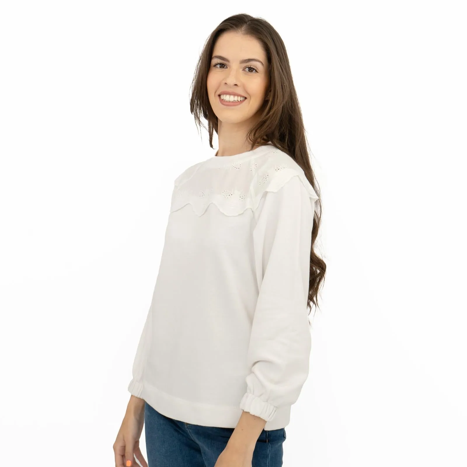 Joules White Jumper Sweatshirt Brinley Bees Embroidery