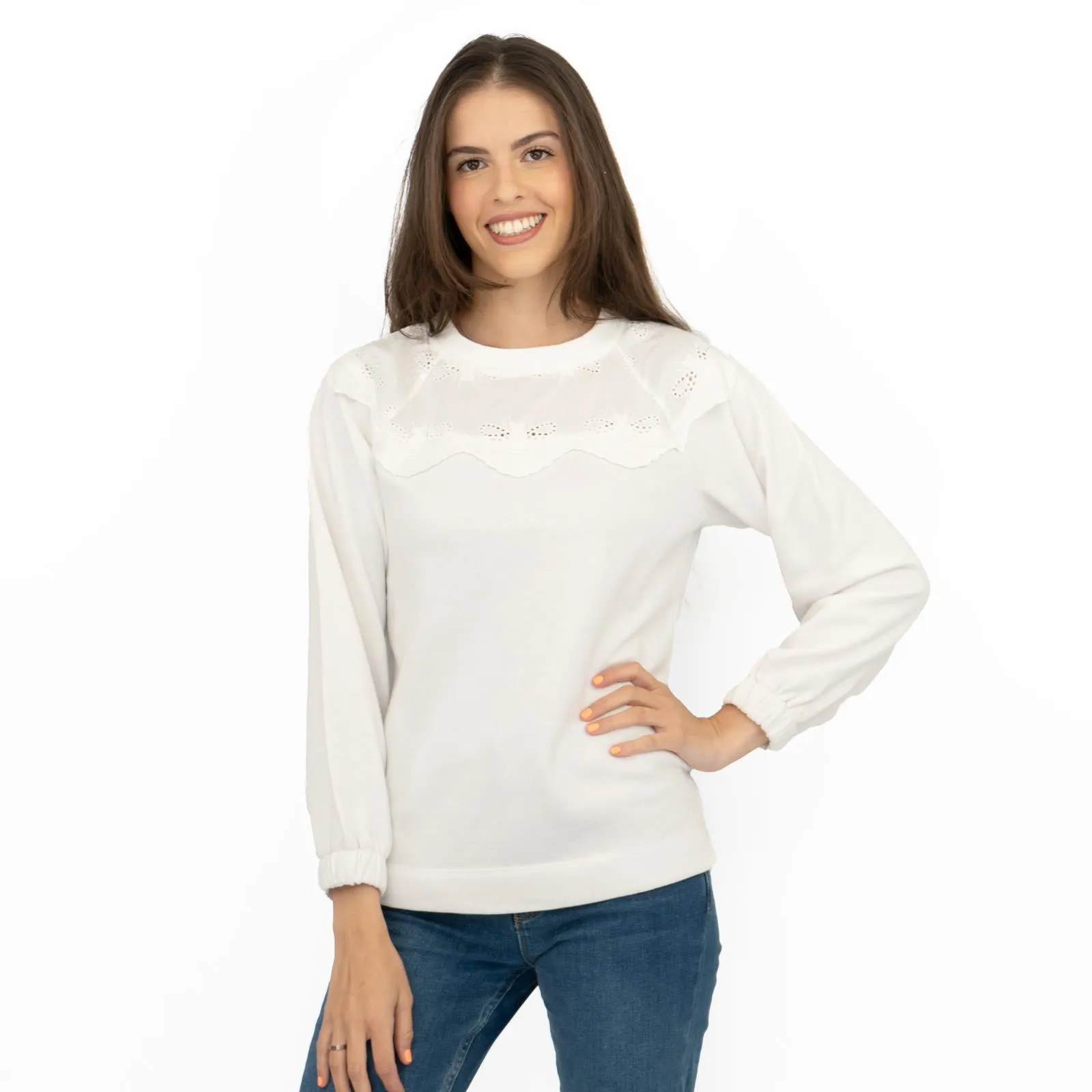 Joules White Jumper Sweatshirt Brinley Bees Embroidery