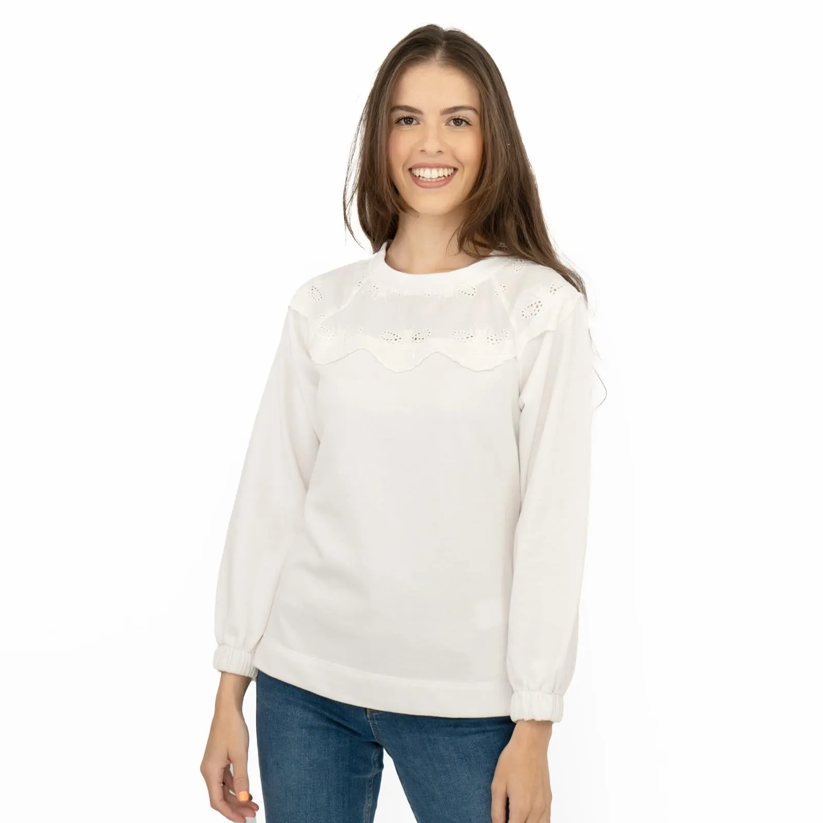 Joules White Jumper Sweatshirt Brinley Bees Embroidery