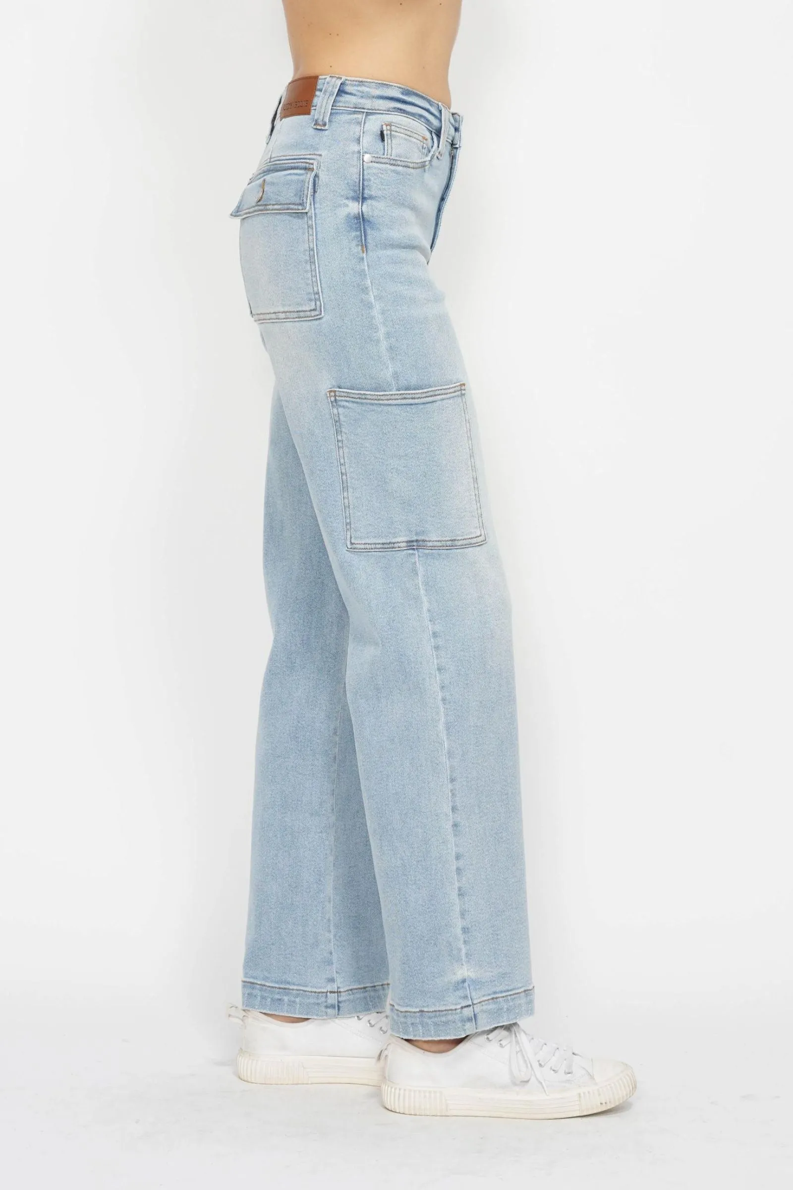 Judy Blue Reg/Plus High Waist Cargo Wide Leg Jeans