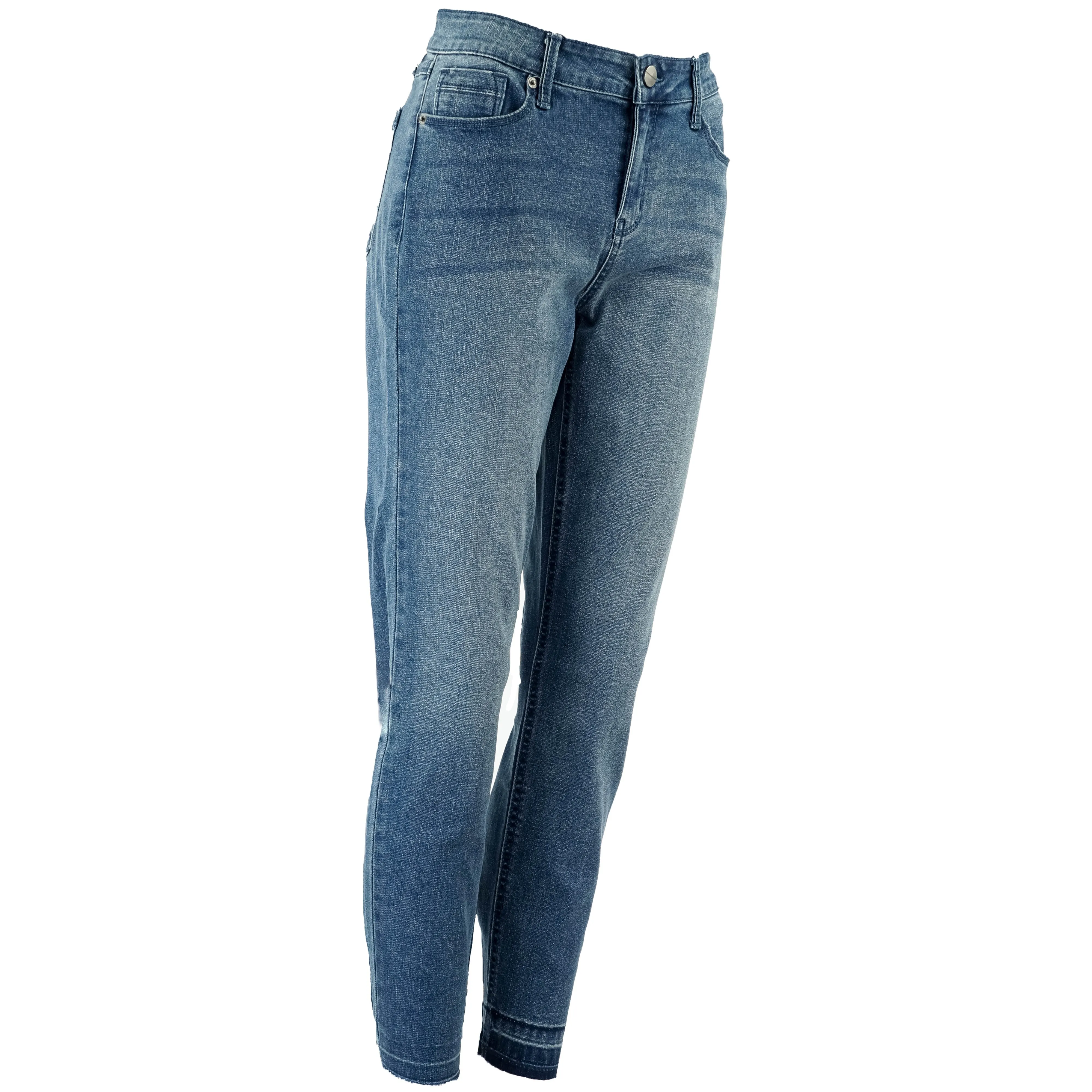 Kenneth Cole New York Women's Jess Skinny Bottom-Hem Jeans Medium Blue 8