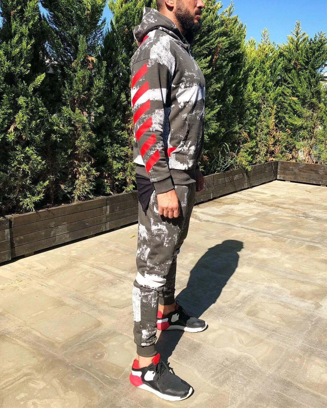 Khaki Printed Camouflage Tracksuit Gymwear Set B256 Streetwear Tracksuit Jogger Set