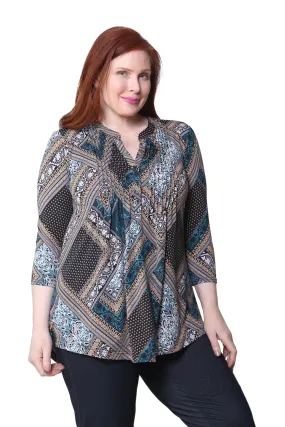 La Cera Plus Size Pleat Front Top