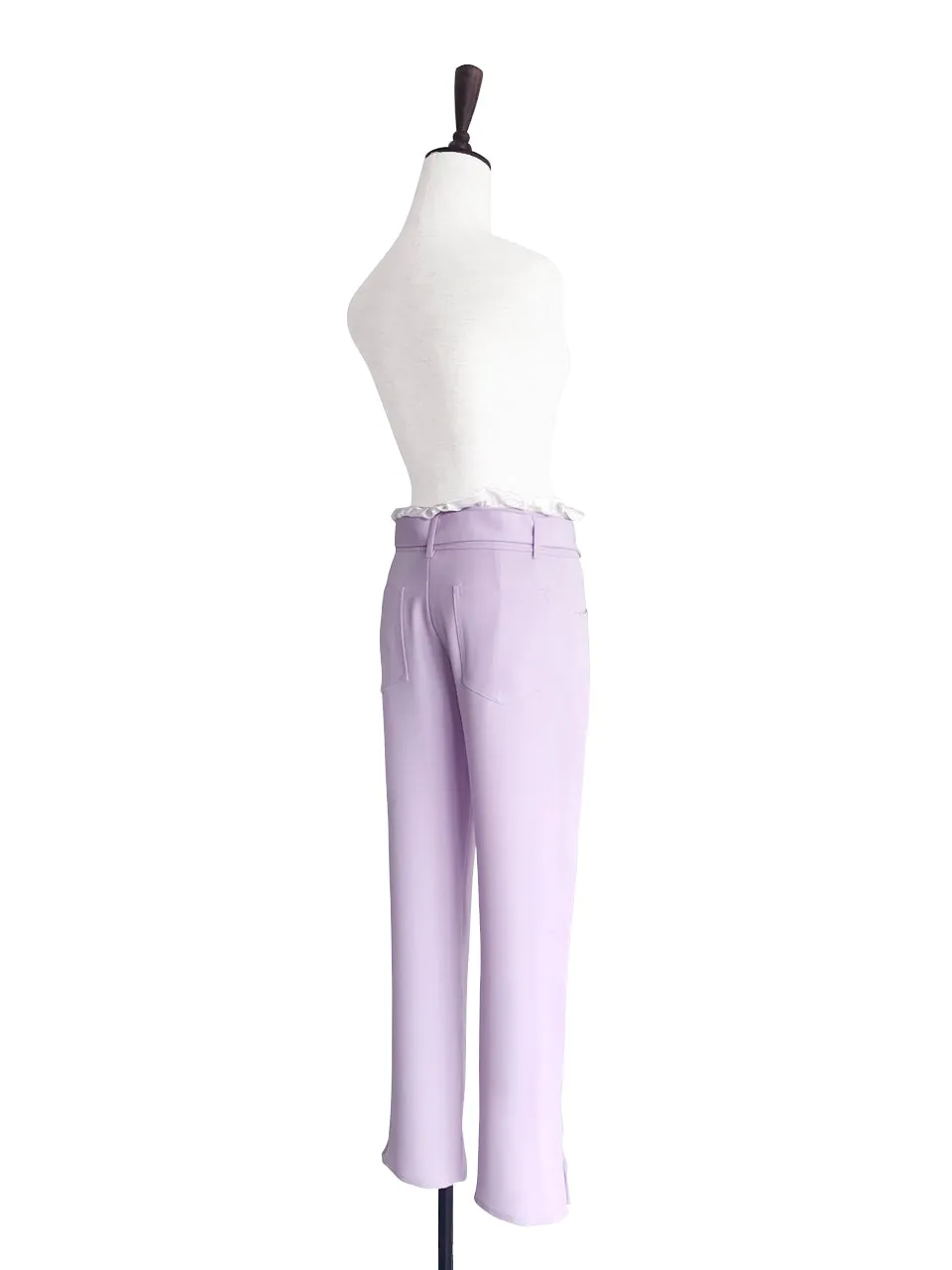 Last Chance! Lilac Ruffle Waist Straight Leg Trousers