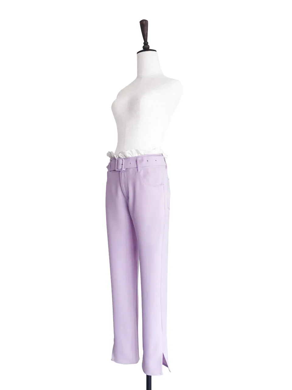 Last Chance! Lilac Ruffle Waist Straight Leg Trousers