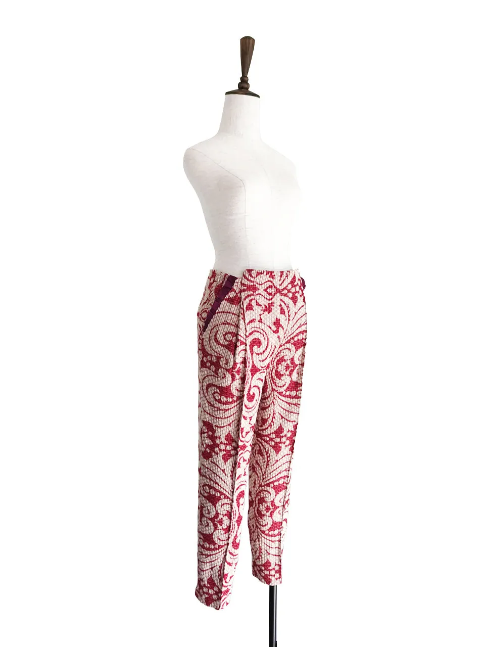 Last Chance! Red Shades Fantasy Jacquard Ruffle Wool Blend Pant