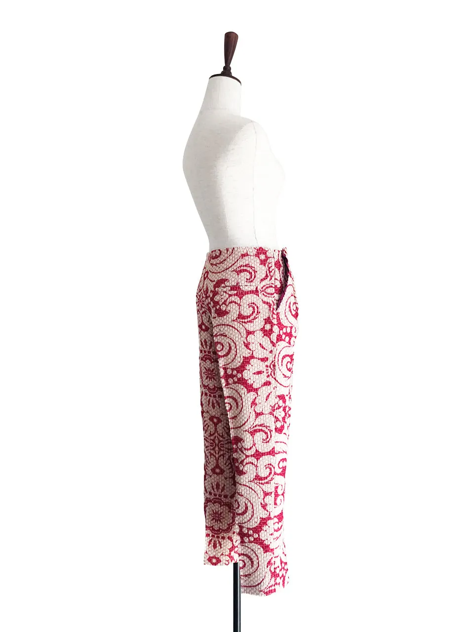 Last Chance! Red Shades Fantasy Jacquard Ruffle Wool Blend Pant