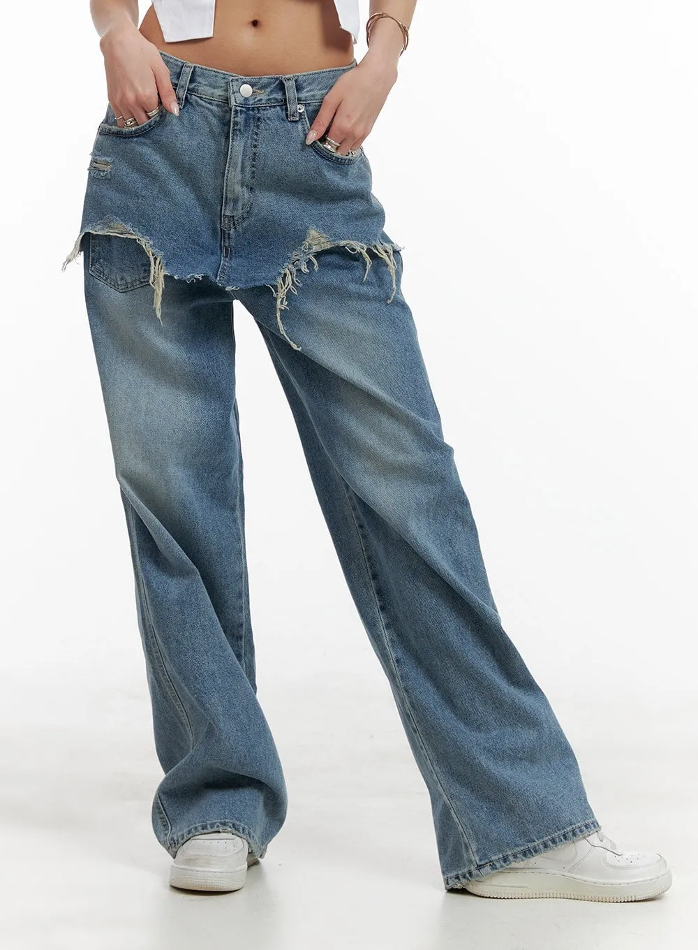 Layered Wide Leg Jeans CA430