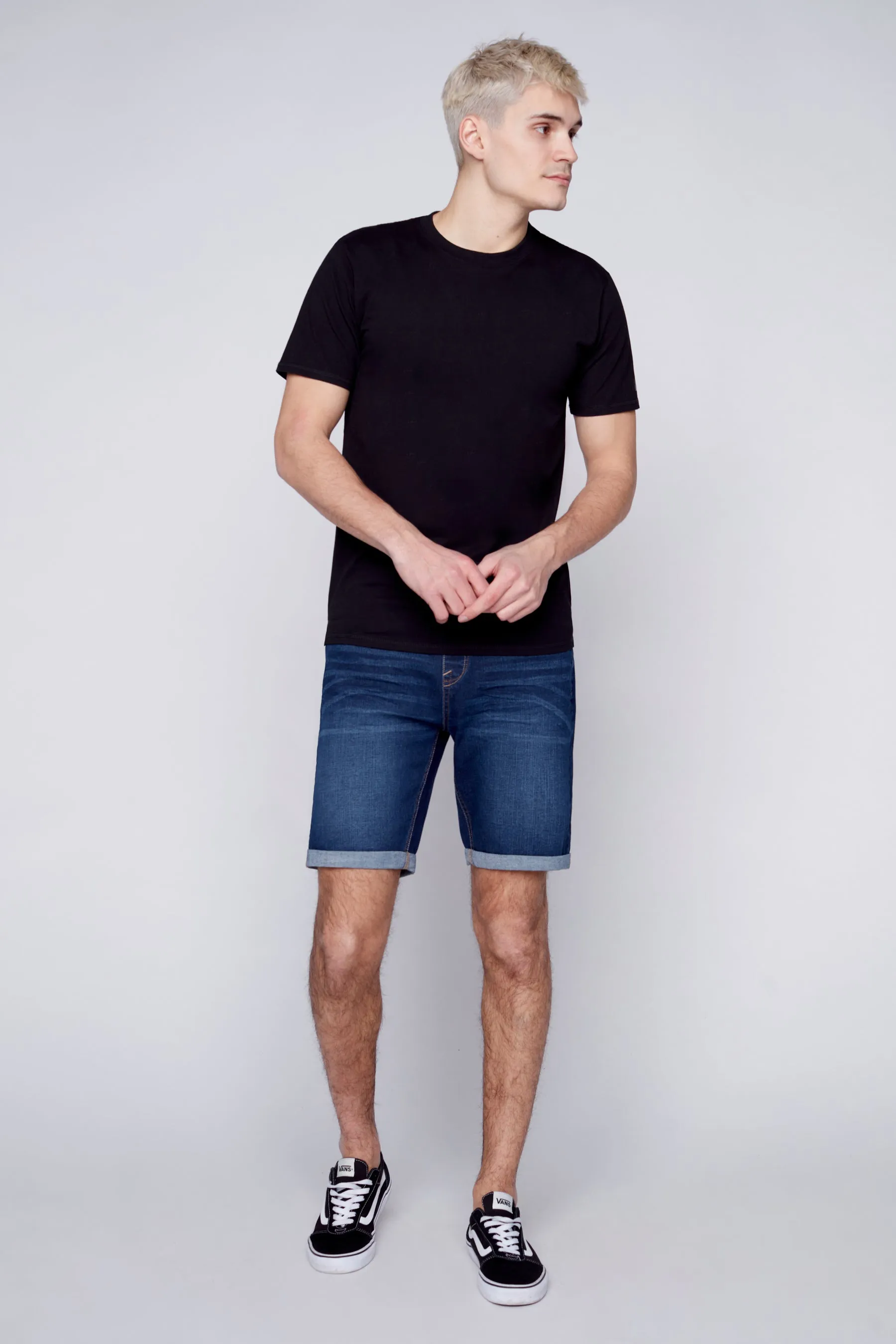 LENNON - Mens Rolled-Up Shorts - Dark Indigo Rinse