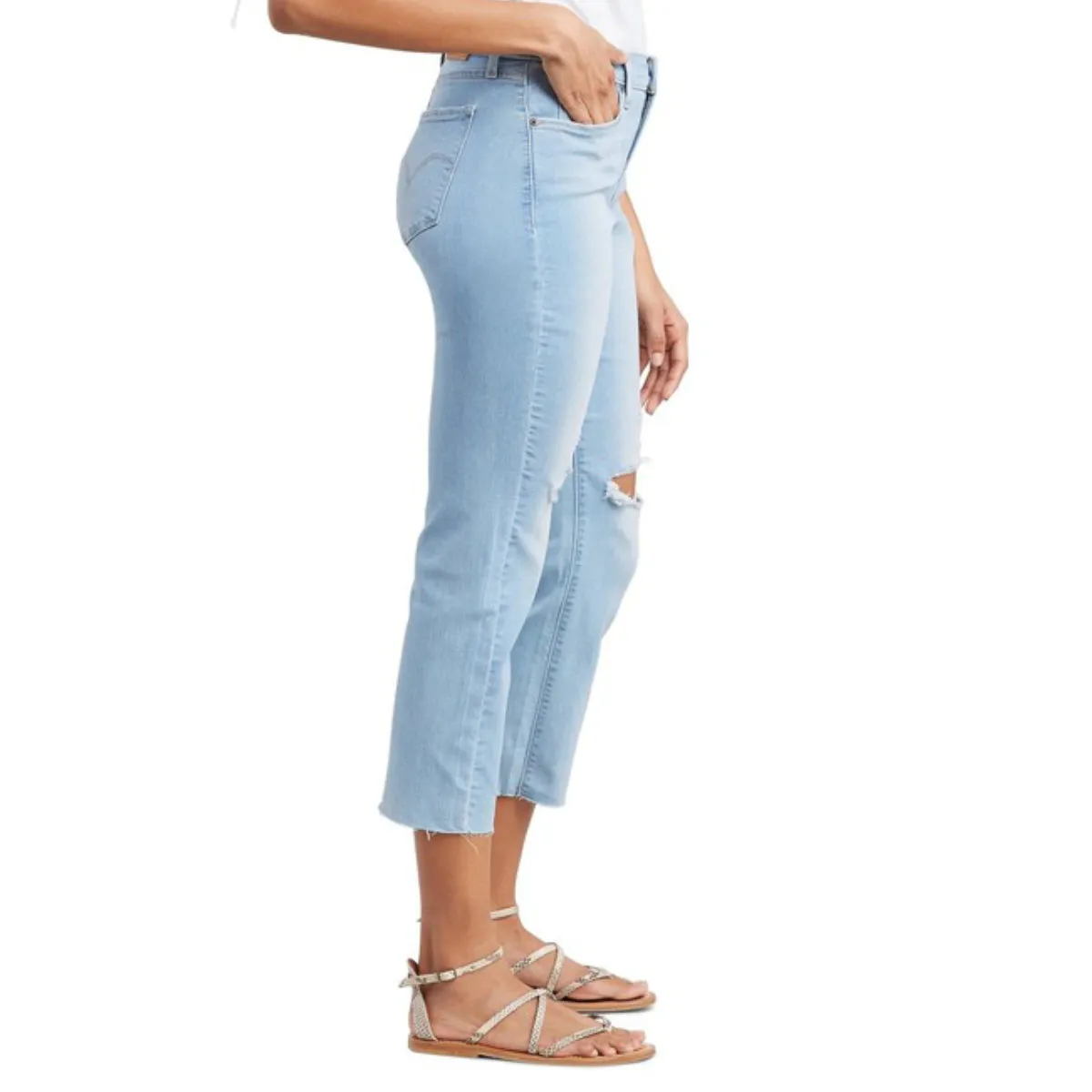 LEVI'S Curvy Straight Destructed Cropped Jeans