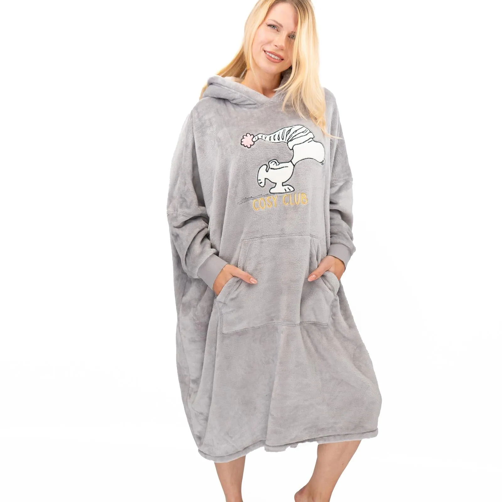 M&S Womens Oversized Hoodie Blanket Fleece Teen Snoopy Long Sleeves Pockets