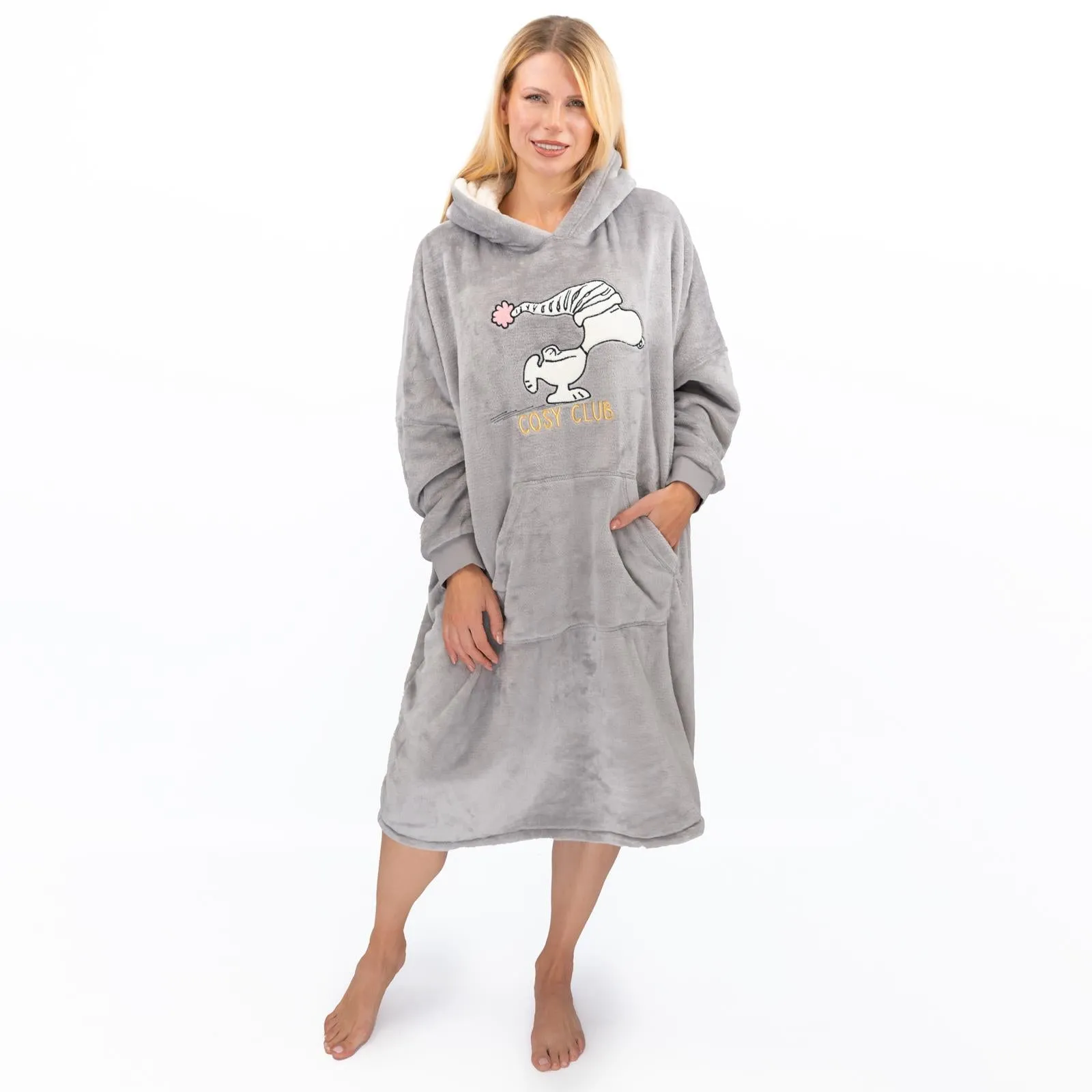 M&S Womens Oversized Hoodie Blanket Fleece Teen Snoopy Long Sleeves Pockets