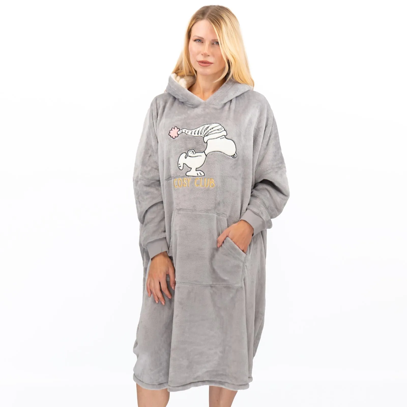 M&S Womens Oversized Hoodie Blanket Fleece Teen Snoopy Long Sleeves Pockets