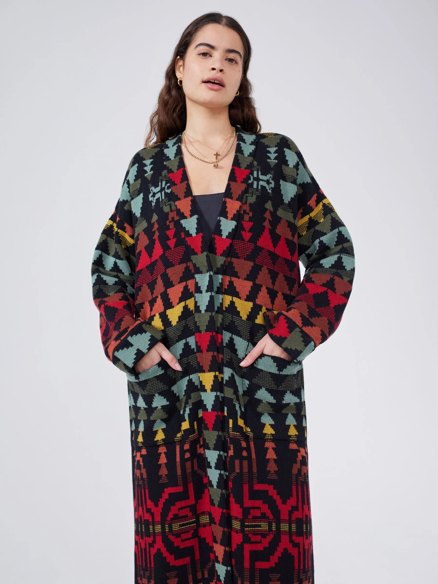 Marley Cotton Merino Jacquard Maxi Cardigan