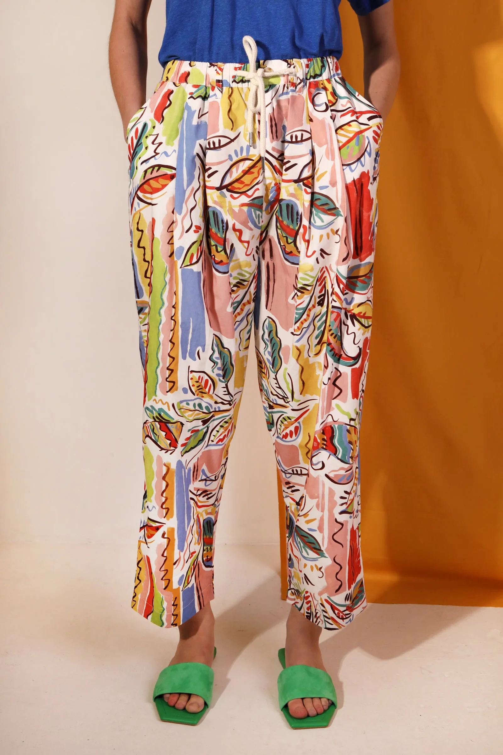 Mega Drawcord Slacks Painted Paisley