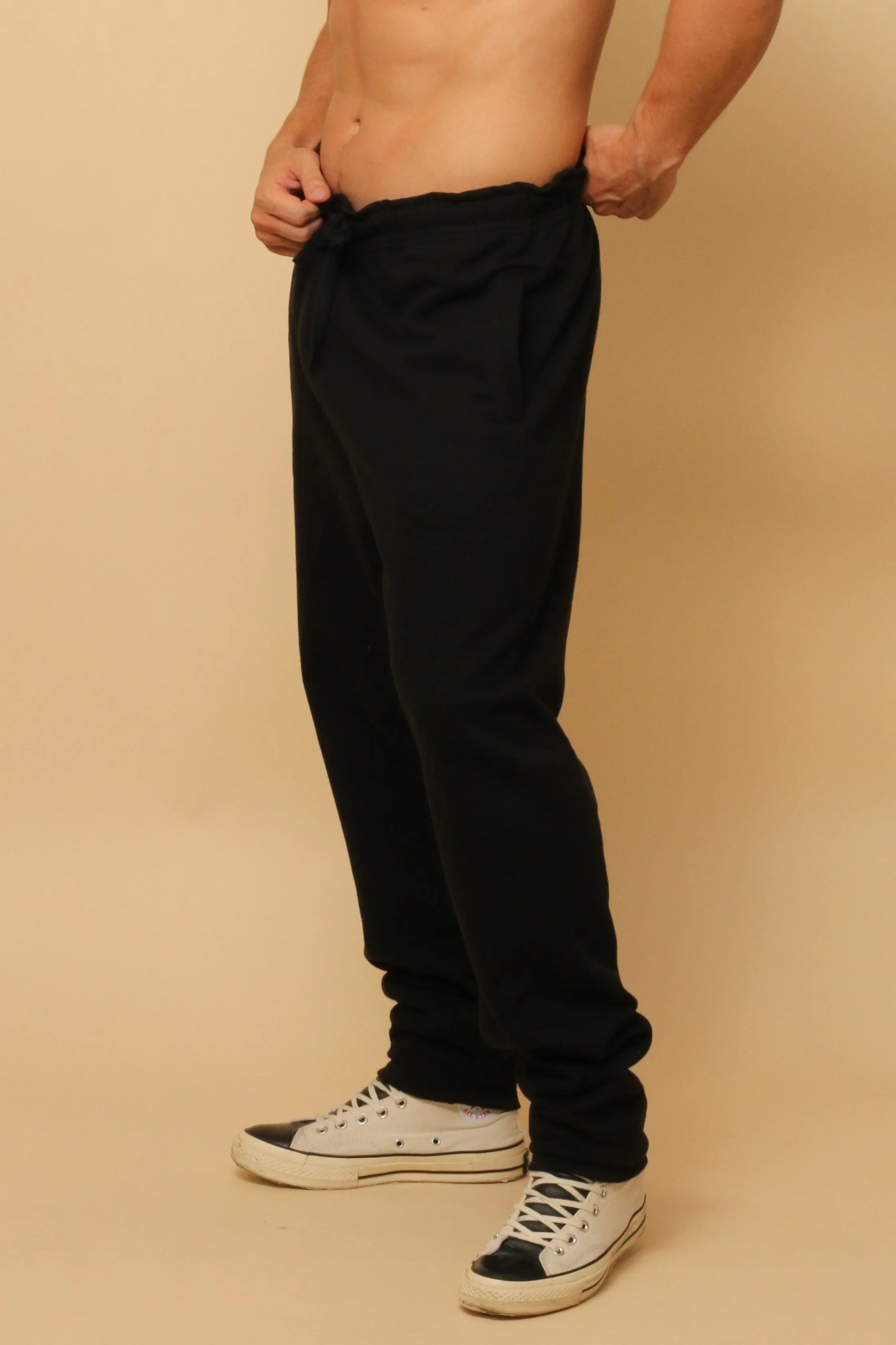 Men's Allergy-Free French Terry Elasticized Jogger Sweatpants with Drawstrings