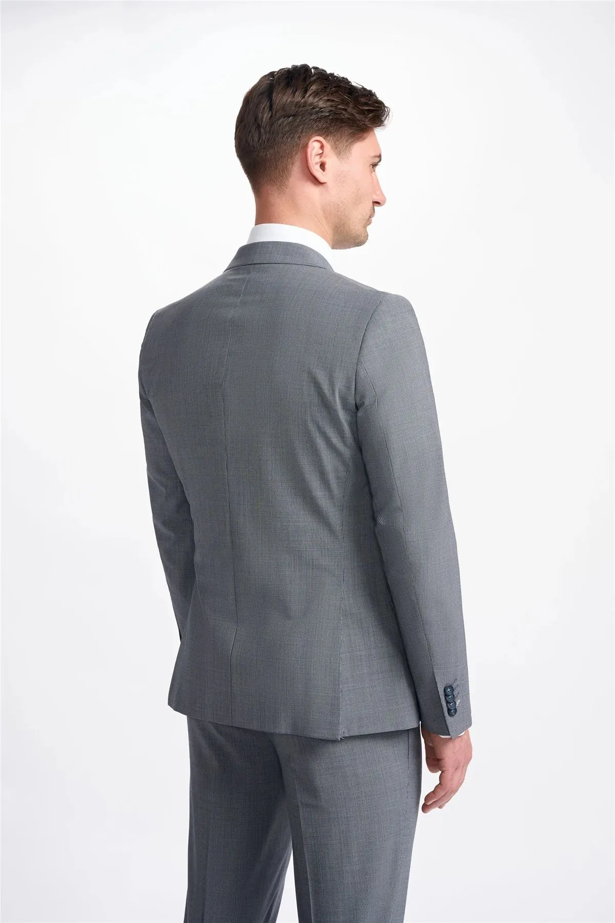 Men's Blazer Grey Double Breasted Tailored Fit Formal Suit Jacket