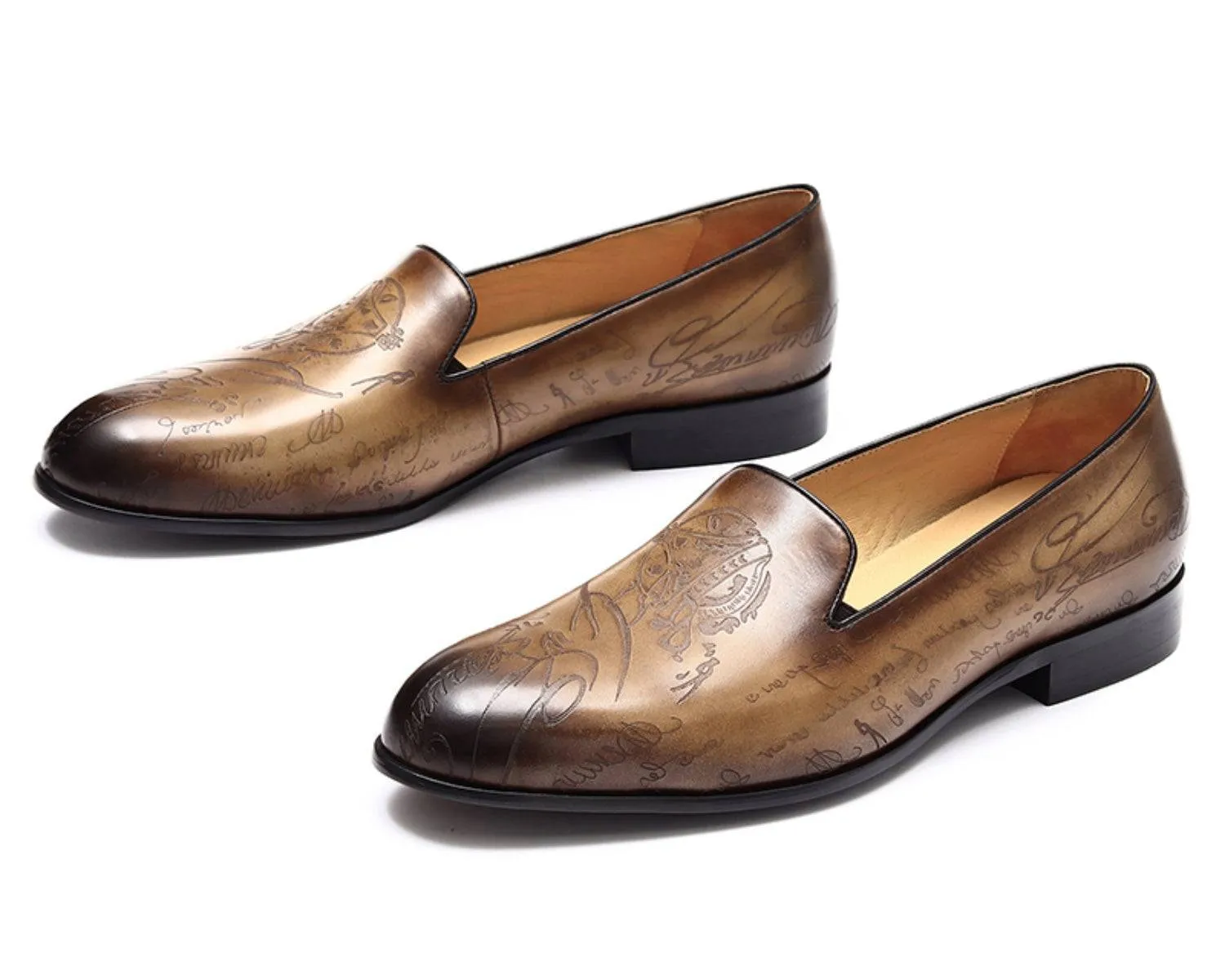 Men's Breathable Pointed Toe Loafers - Lightweight Carved Soft Sole Shoes