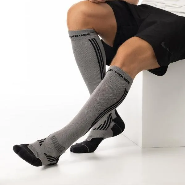 Men's Feel Breath Cross Country Gray knee high socks 2-packs