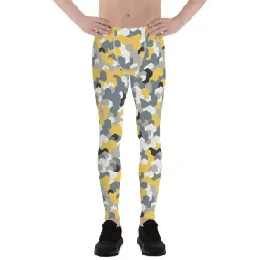 Men's Yellow Sports Camo Leggings - Moisture-Wicking & Quick-Drying