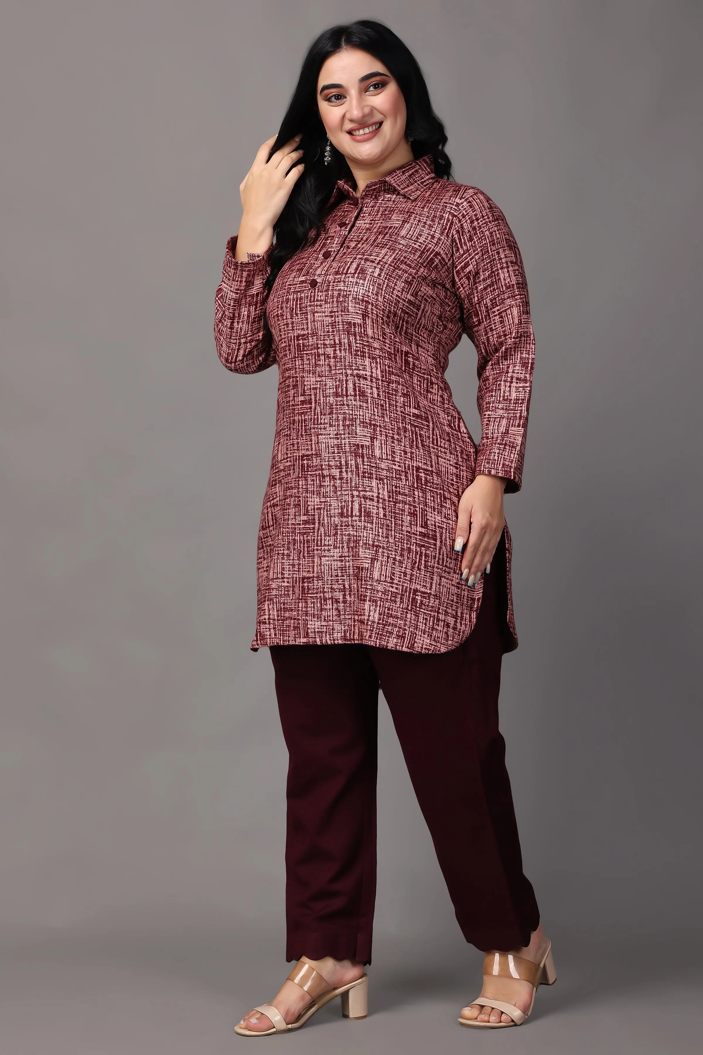 Merlot Embrace Woollen Short Kurta