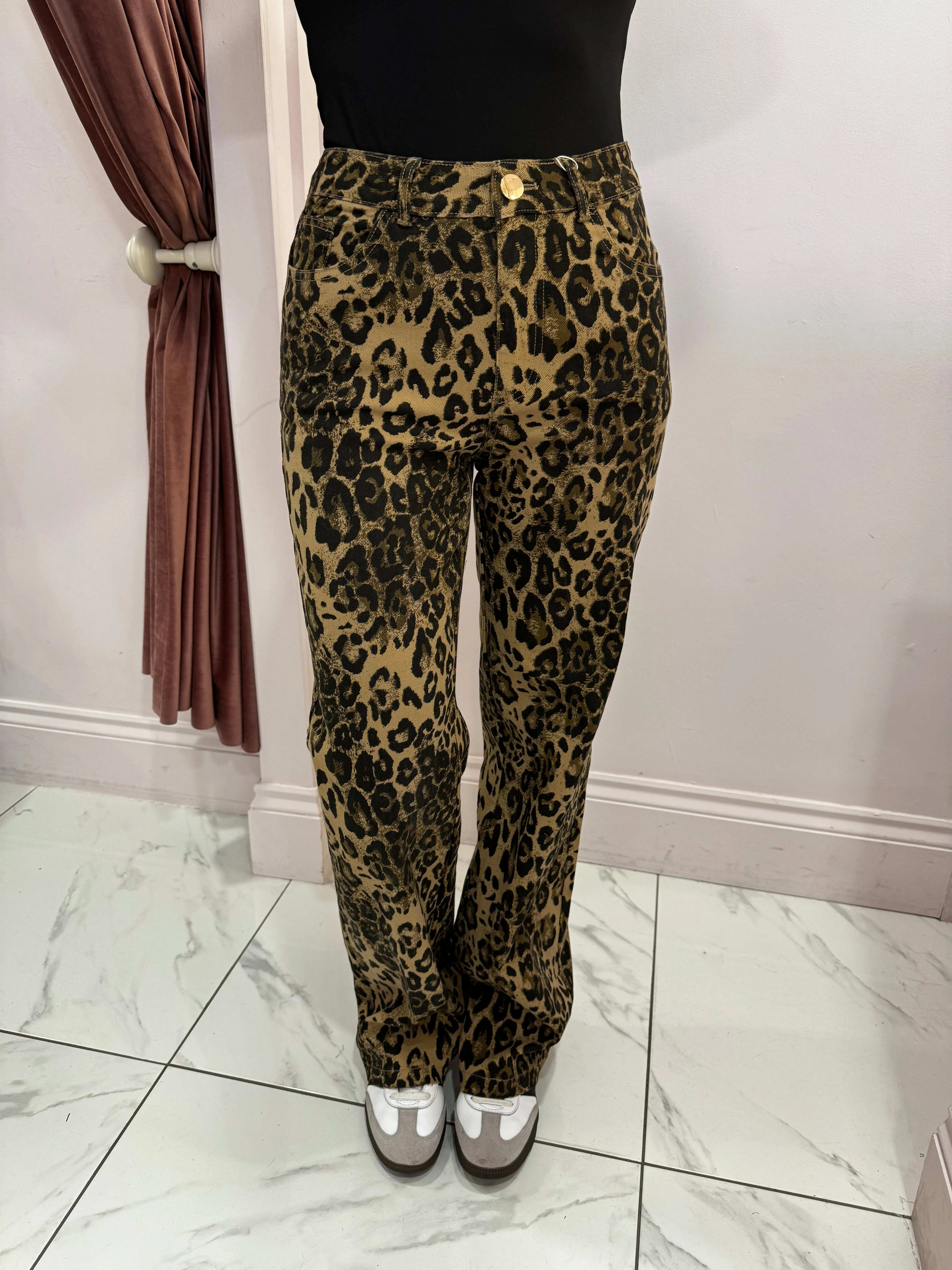 Minsey Leopard Stretch Jeans