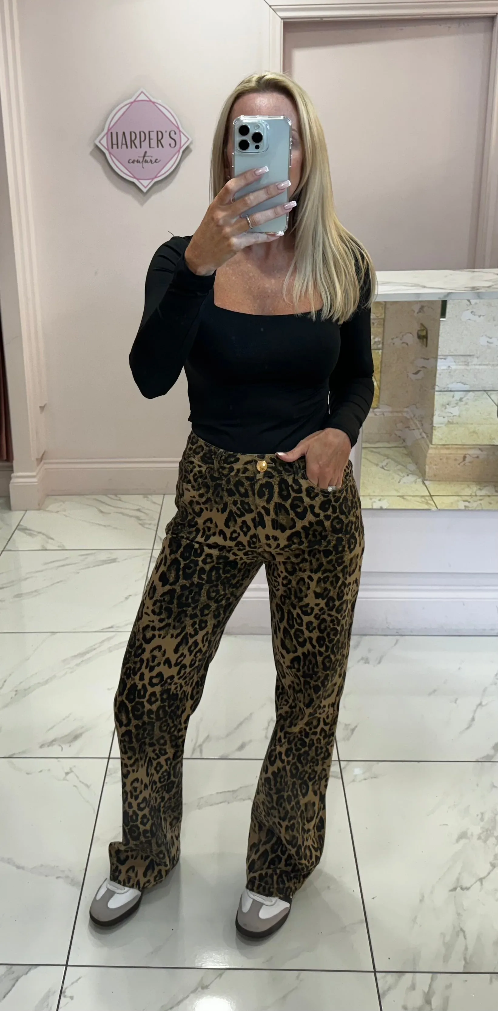 Minsey Leopard Stretch Jeans