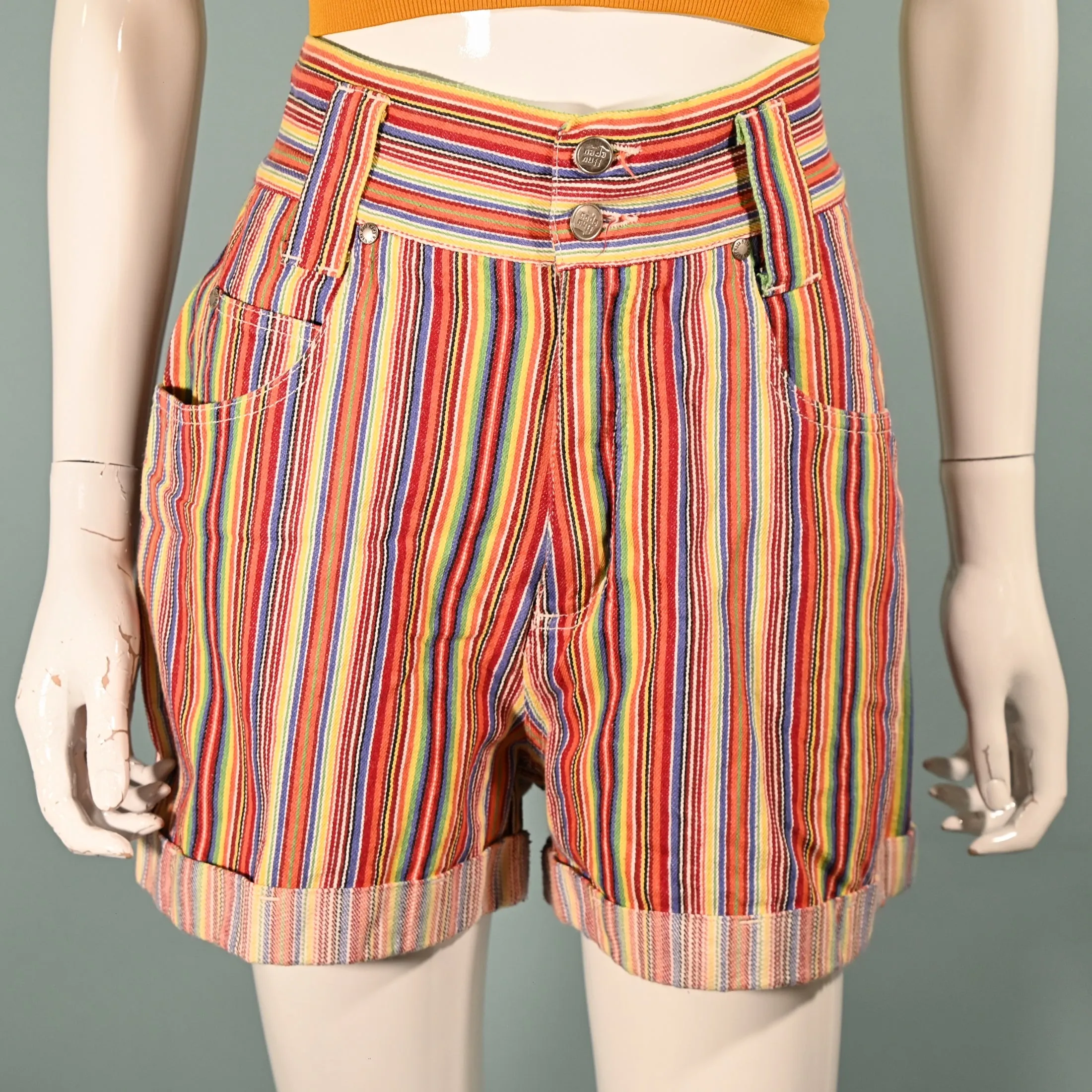 Nada Nuff 80s High Waist Striped Shorts SZ 9