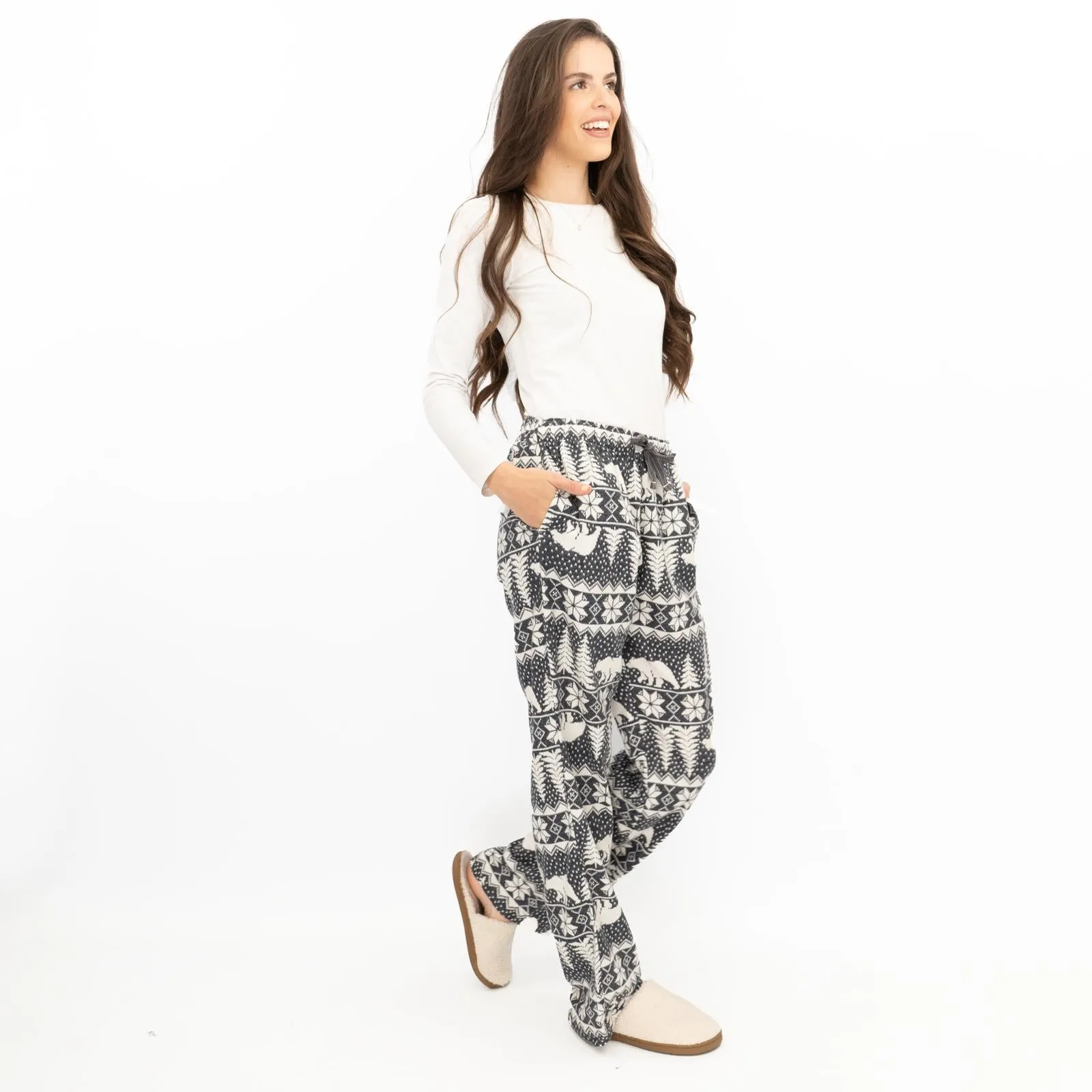 Old Navy Gap Womens Grey Polar Bear Christmas Pyjama Bottoms Elasticated Waist Trousers