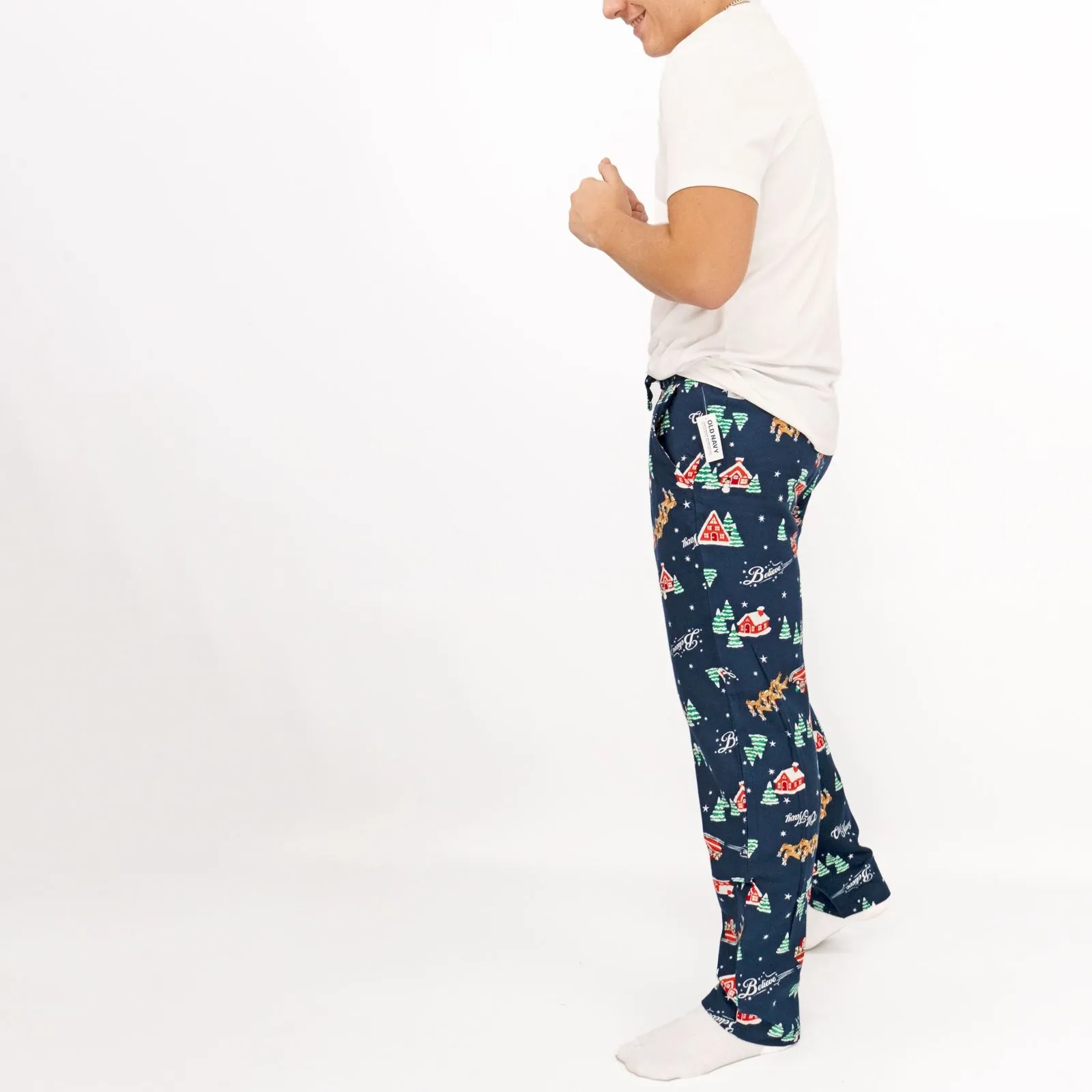 Old Navy Mens Blue Reindeer & Sleigh Rides PJ Bottom