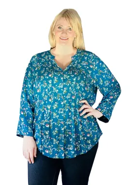 Pleat Front Printed Rayon Top - Plus Size