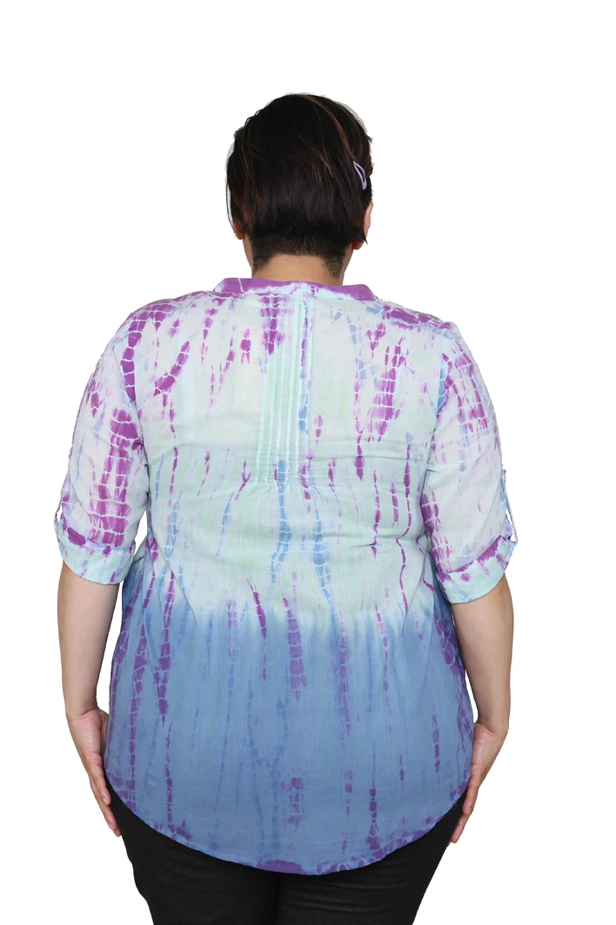 Plus Size Tie Dye Pleated Tunic