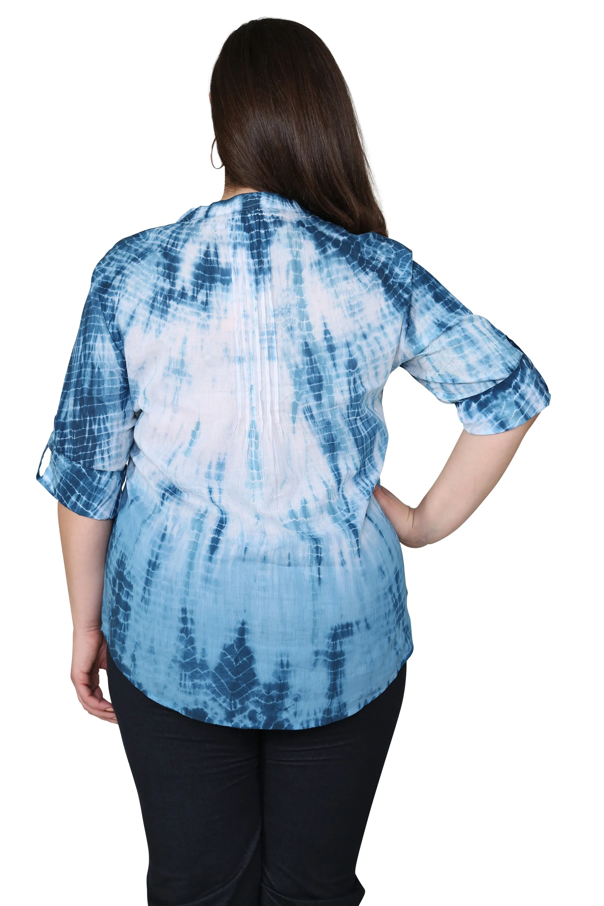 Plus Size Tie Dye Pleated Tunic