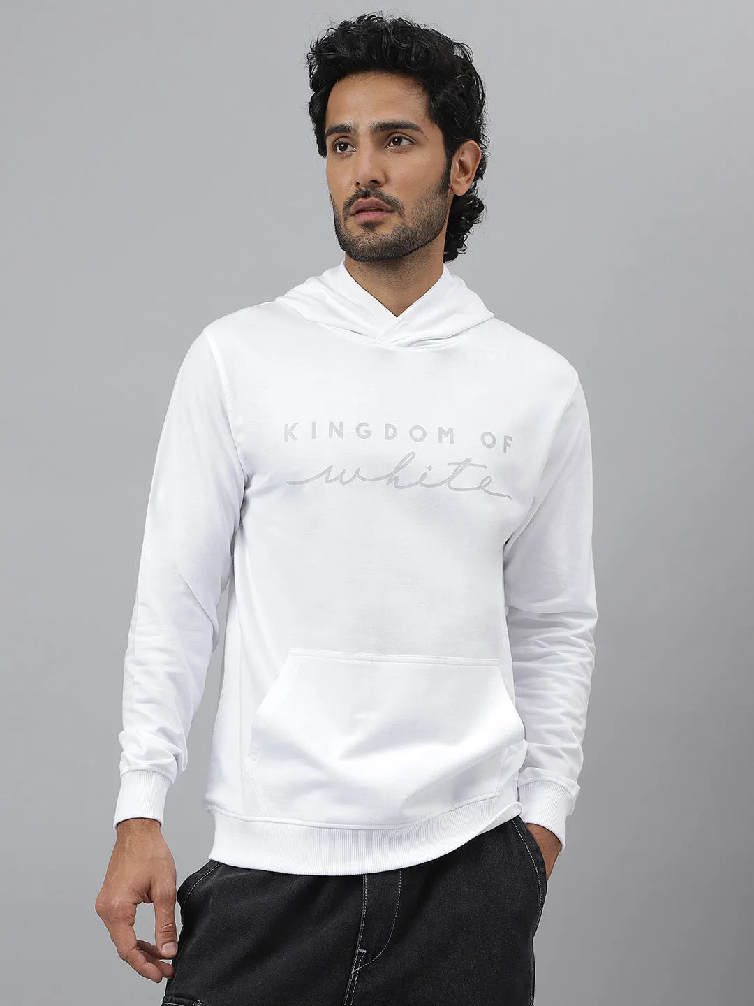 Pure Cotton Logo Print White Hoodie - Snooze