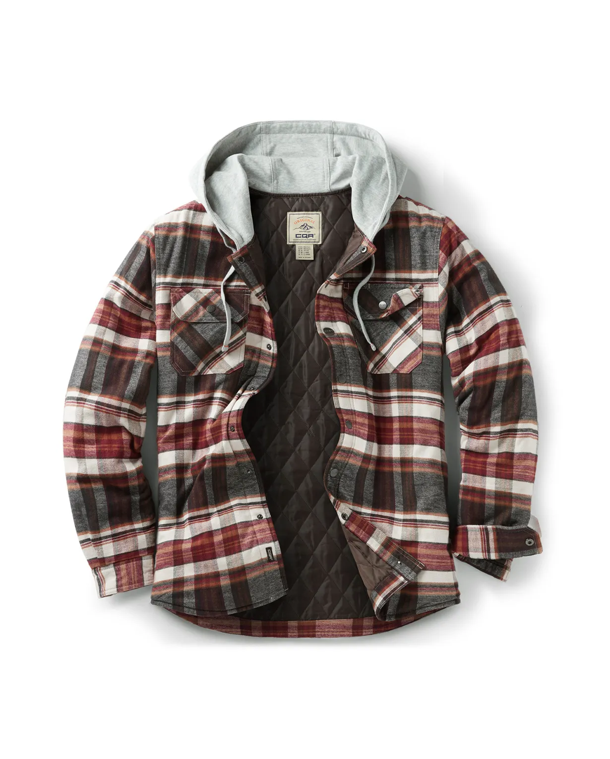 Quilted Lined Flannel Hooded Shirt Jacket [HOK720]