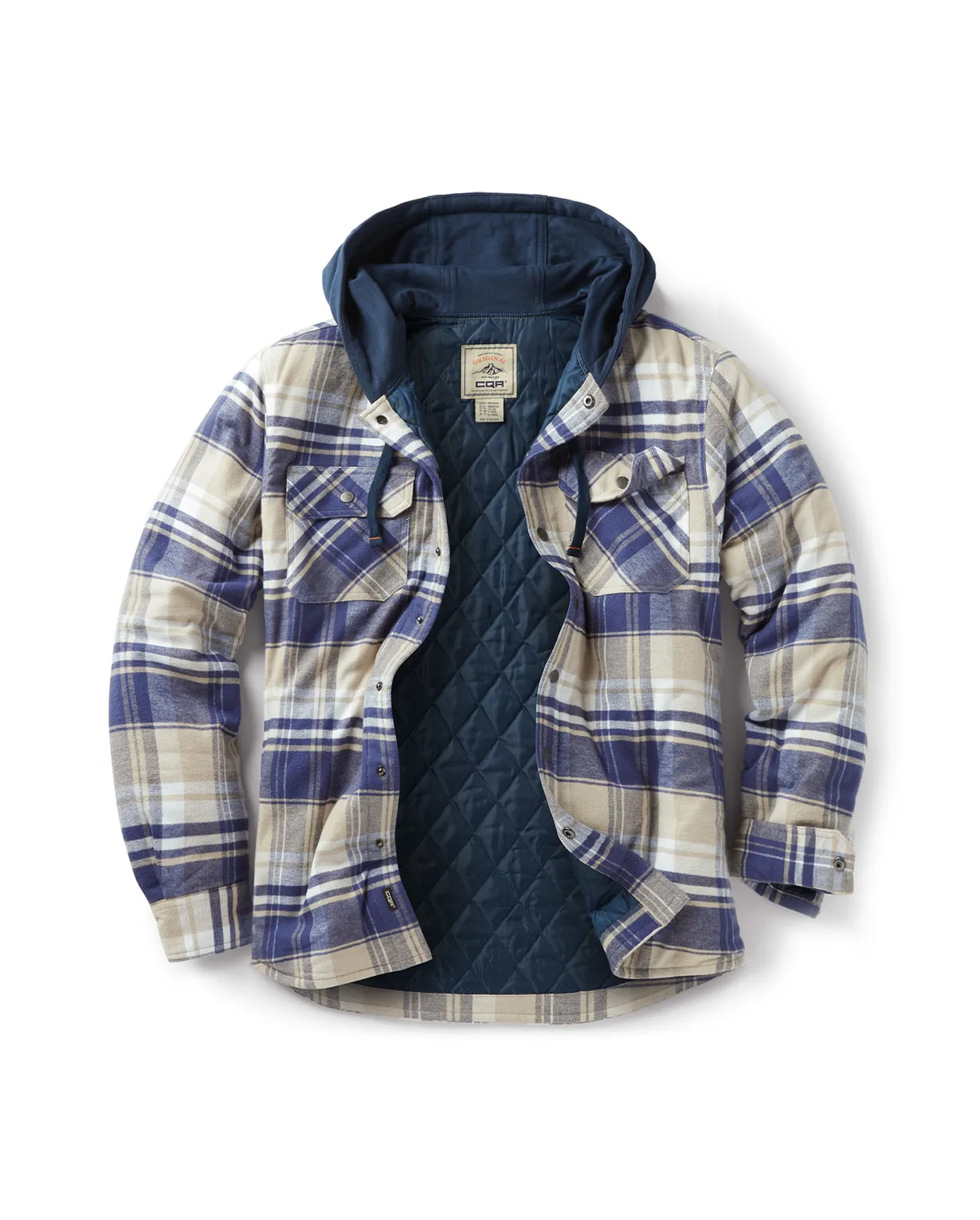 Quilted Lined Flannel Hooded Shirt Jacket [HOK720]