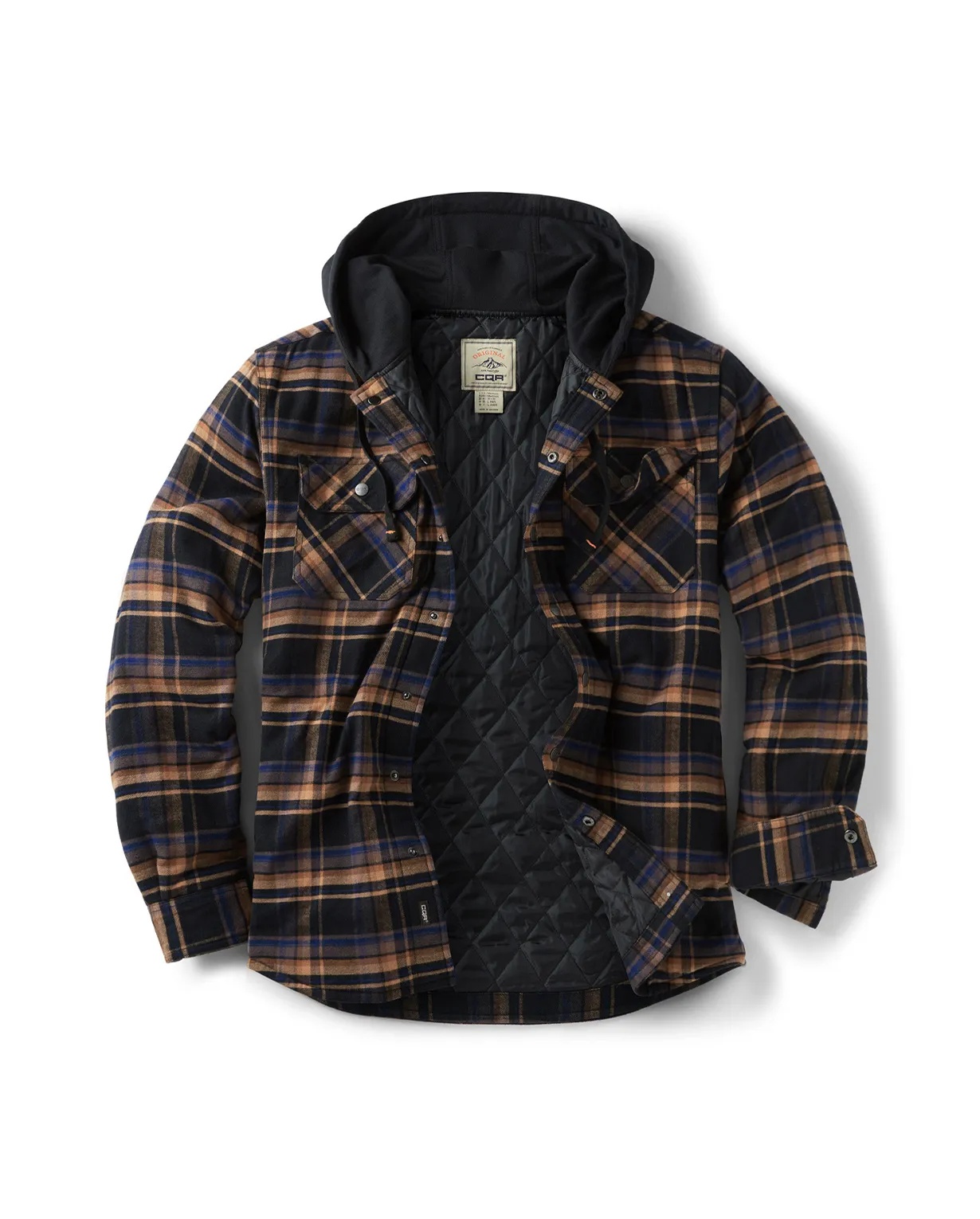 Quilted Lined Flannel Hooded Shirt Jacket [HOK720]