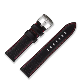 Racing Leather Watch Straps Black / Red 22 MM