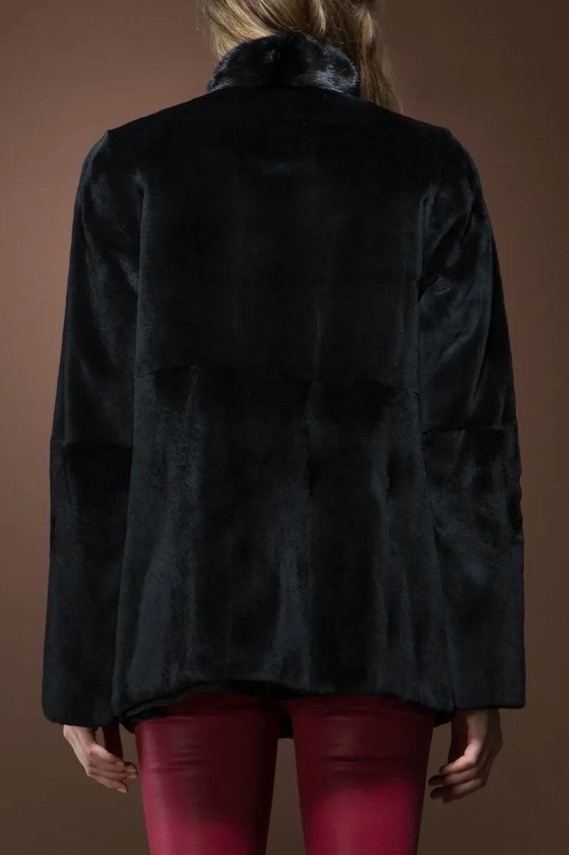 Reversible Horizontal Super Sheared & Long Haired Mink Fur Jacket