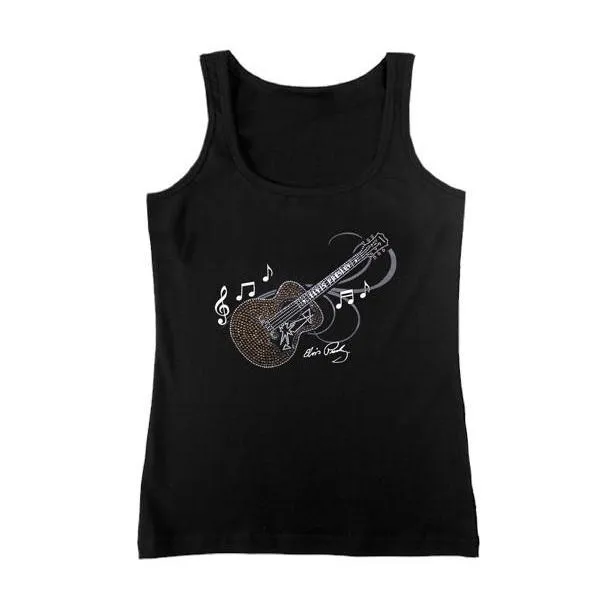 Rhinestone Embellished Elvis Guitar Women's Tank Top