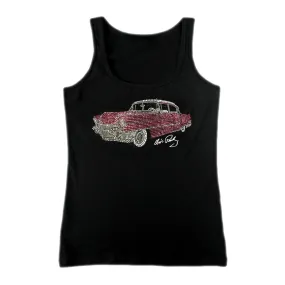 Rhinestone Embellished Pink Classic Car Women's Tank