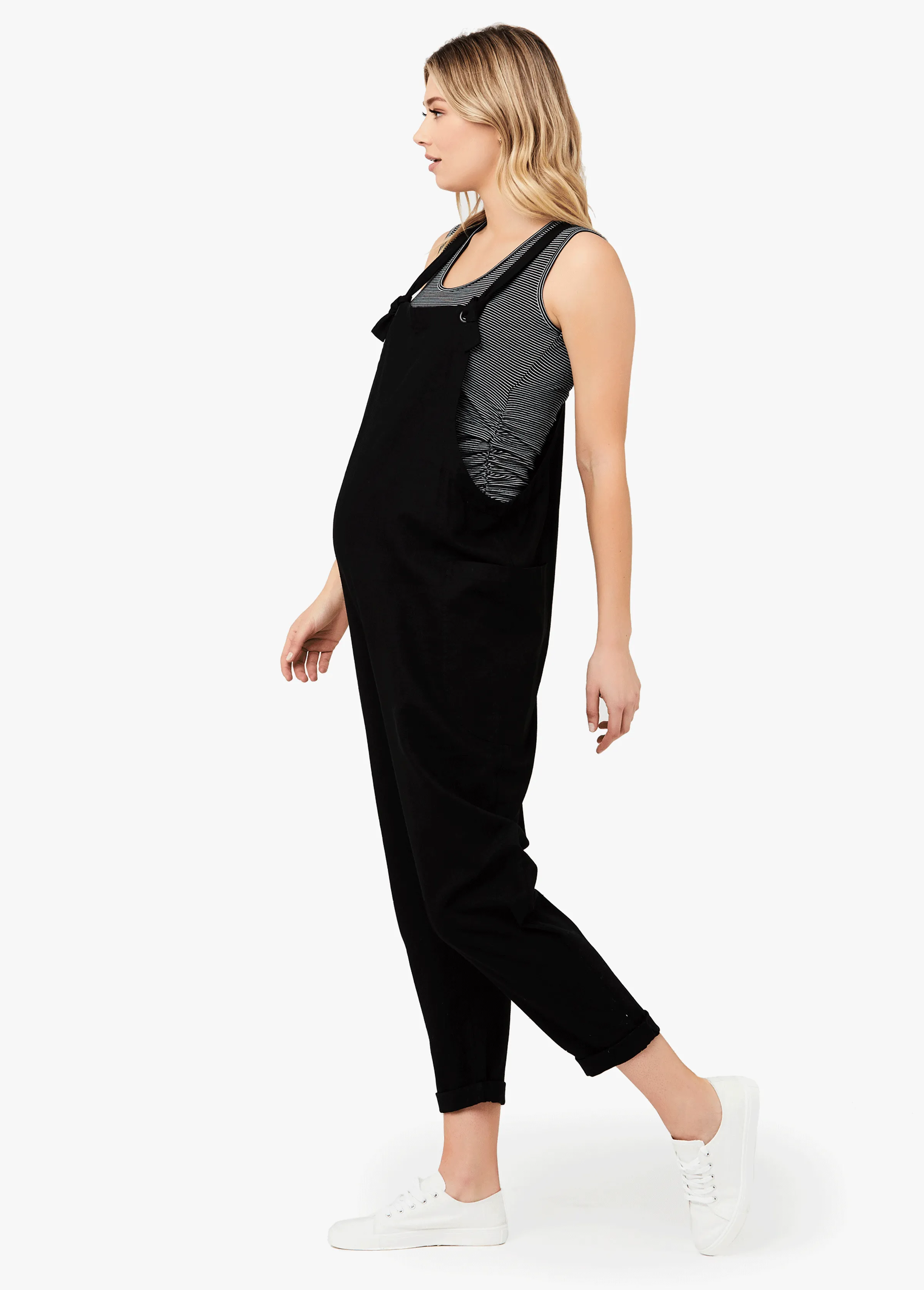 Ripe Maternity Poppy Lightweight Linen Black Jumpsuit