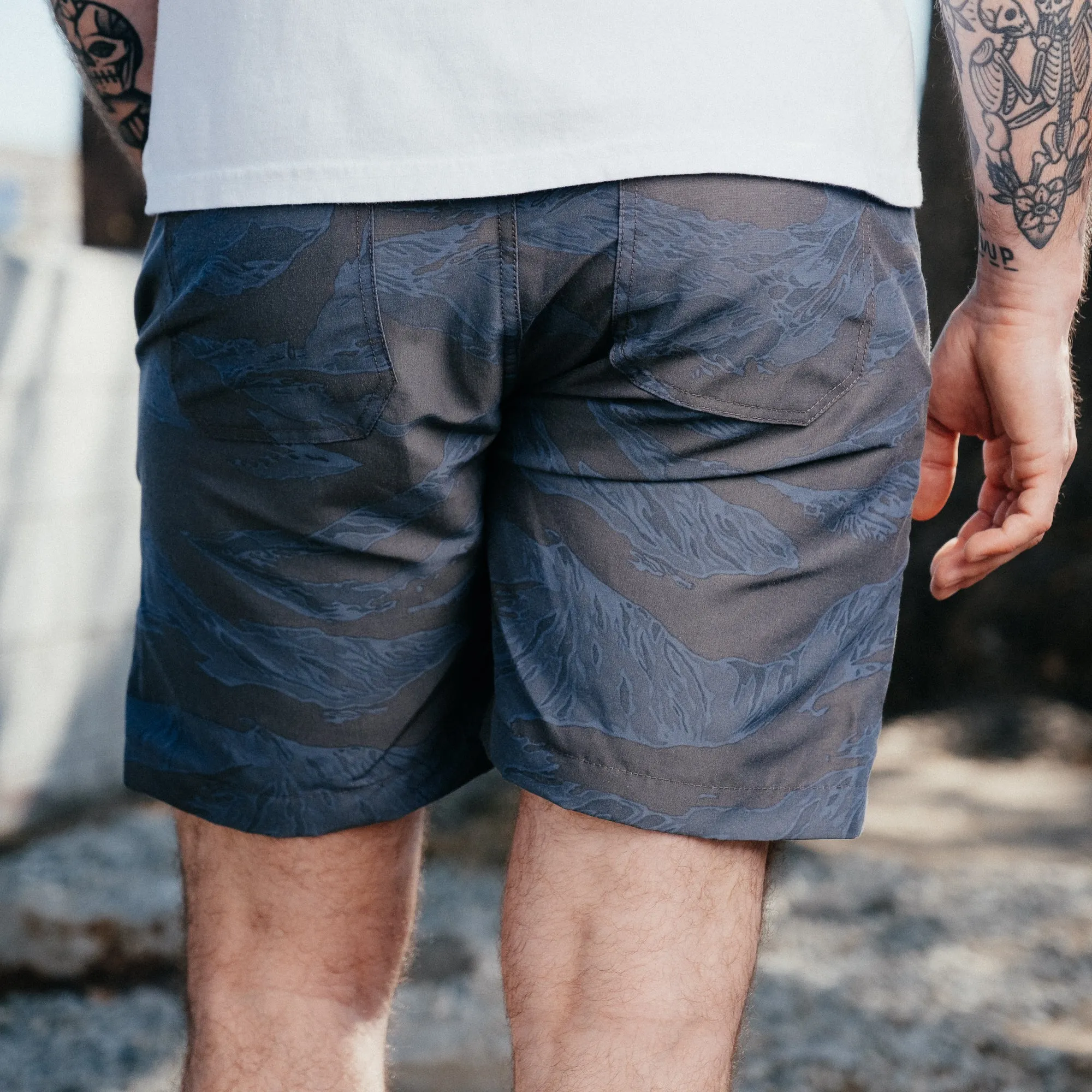 Rogue Territory Fatigue Shorts Tiger Camo Blue FINAL SALE