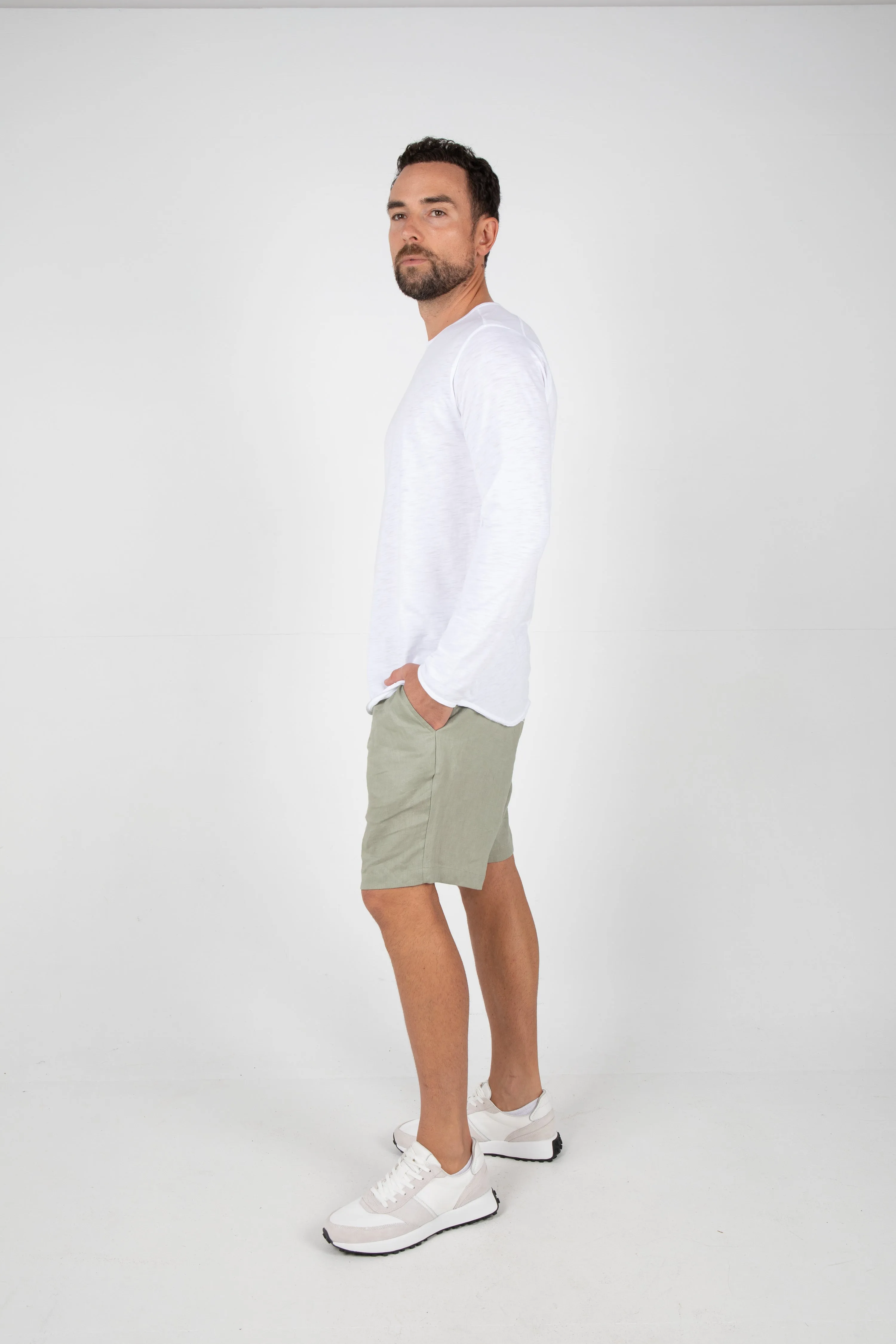 RUFOLO LINEN SHORT - SAGE