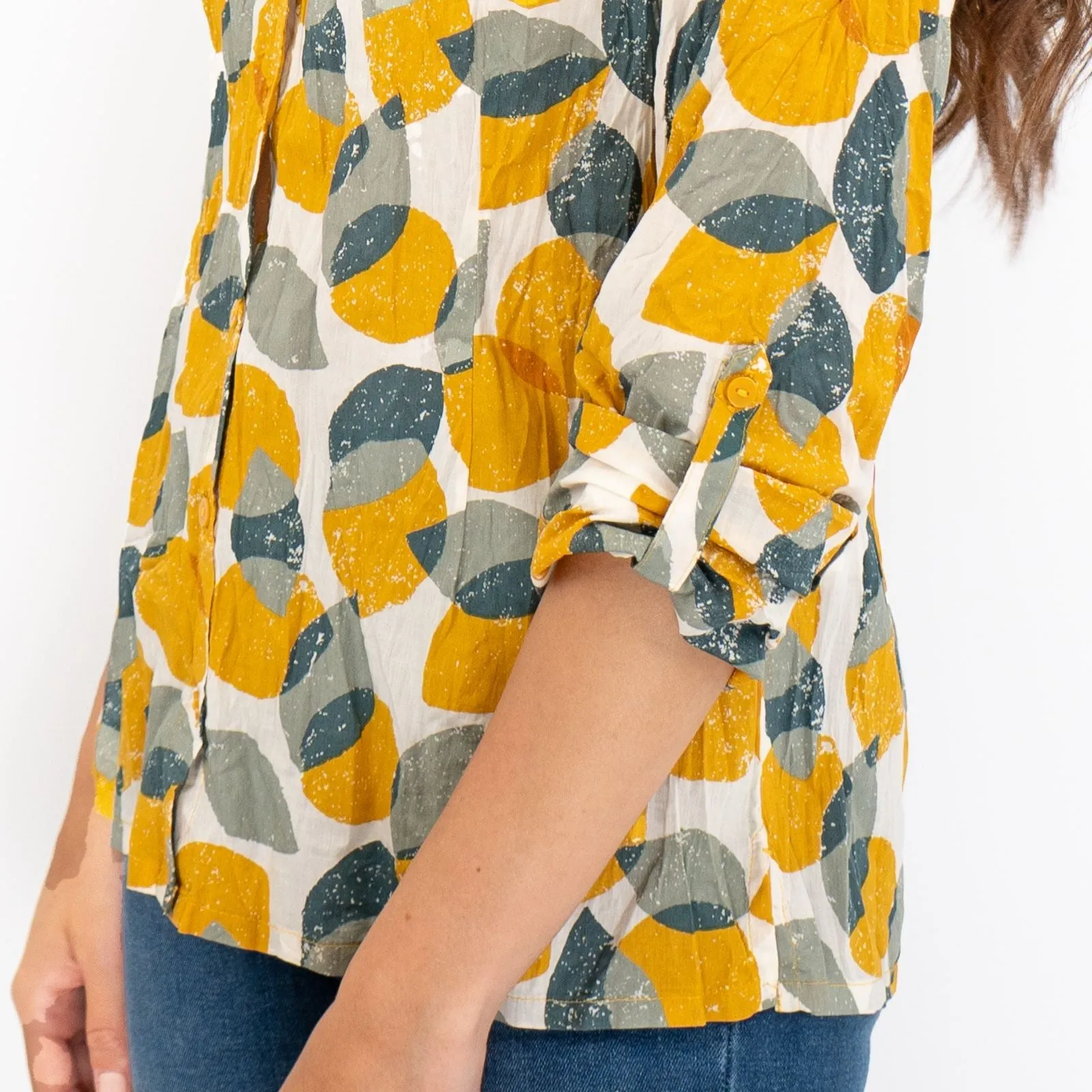 Seasalt Larissa Yellow Leaves and Lemons Sunglow Shirts Long Sleeve Summer Tops