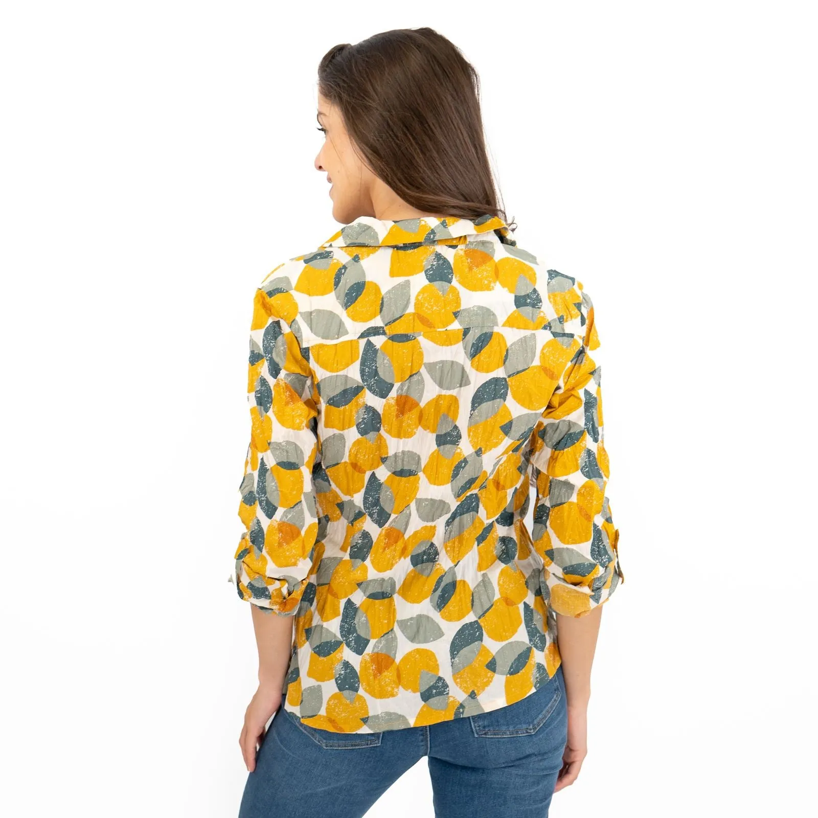 Seasalt Larissa Yellow Leaves and Lemons Sunglow Shirts Long Sleeve Summer Tops