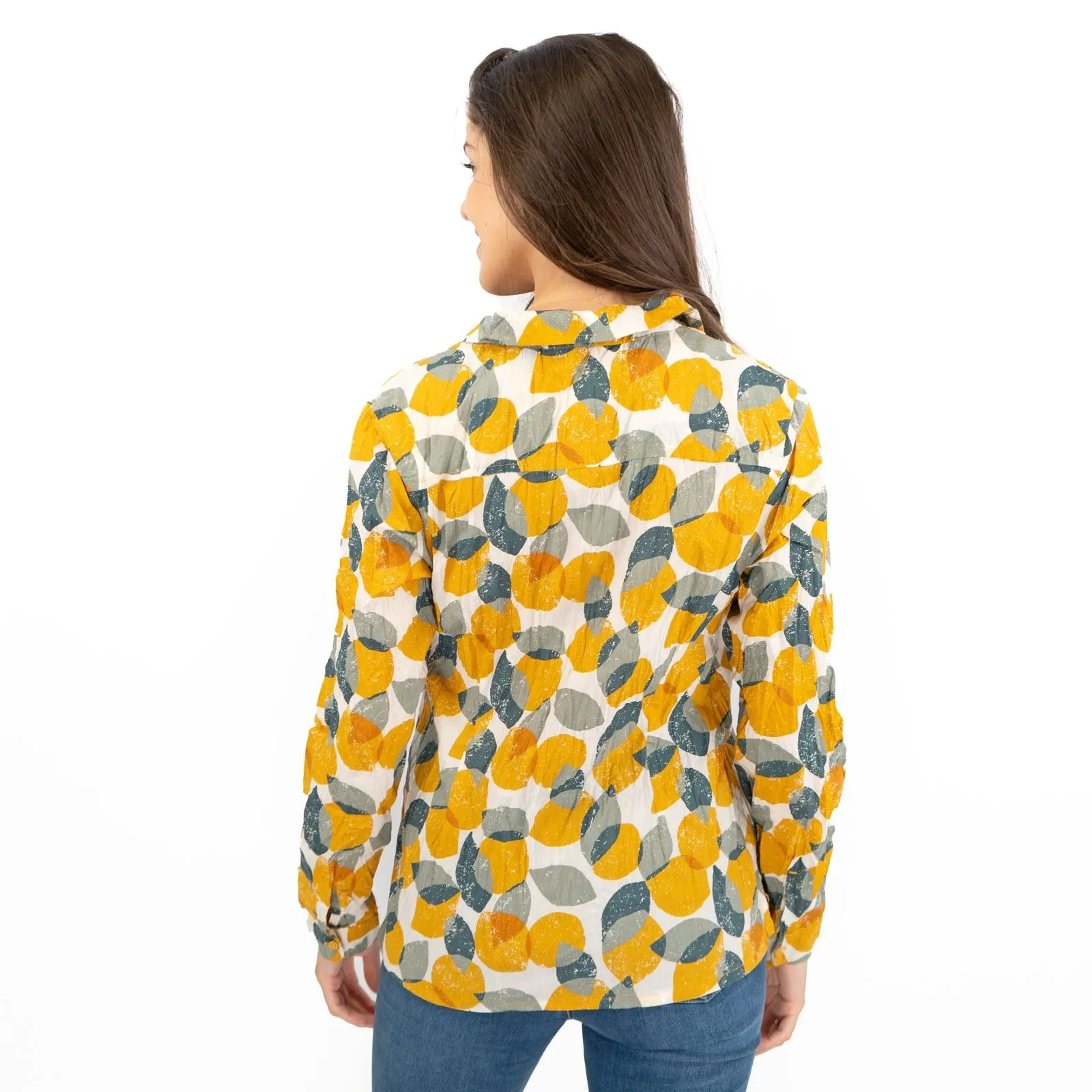 Seasalt Larissa Yellow Leaves and Lemons Sunglow Shirts Long Sleeve Summer Tops